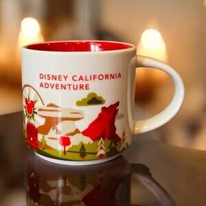 Starbucks Disney California Adventure You Are Here YAH 14 Oz Coffee Mug Dark Red